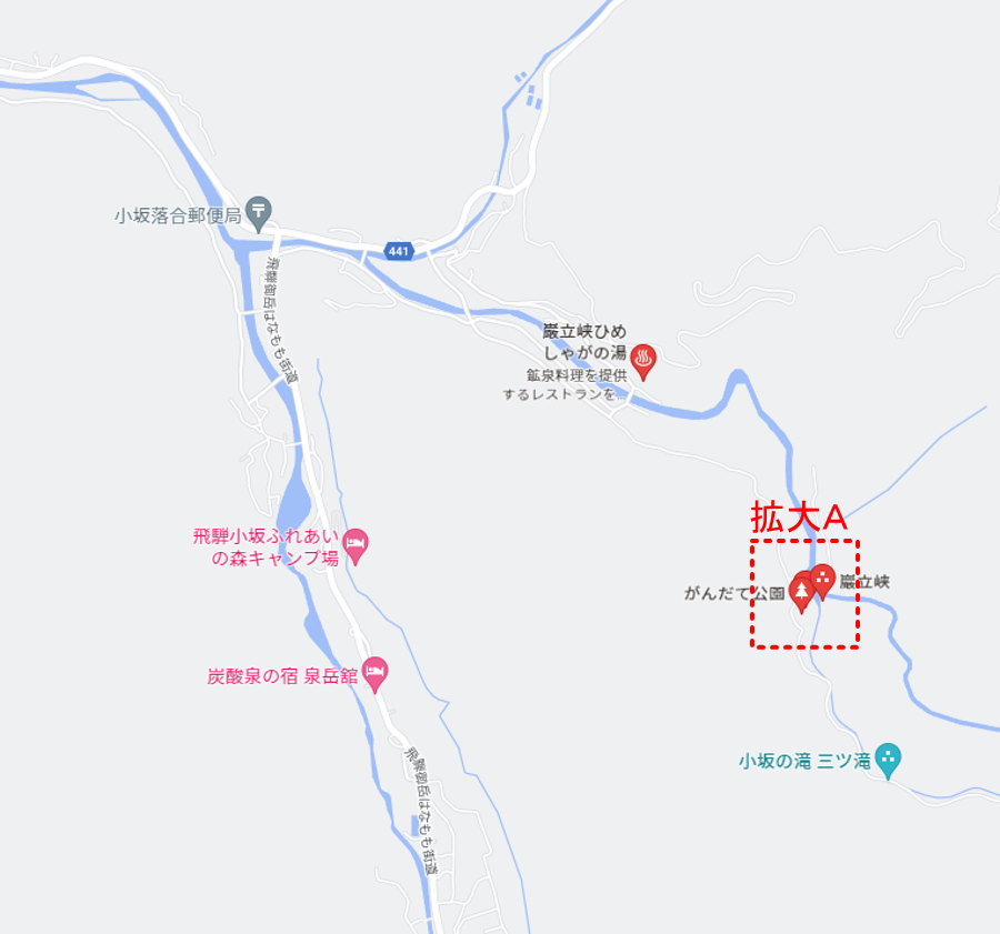 巌立峡の駐車場（広域図）